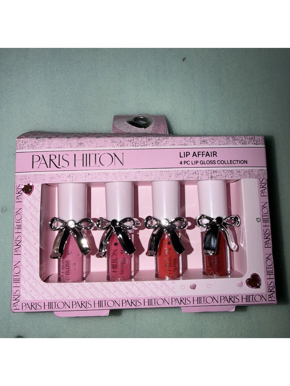 Paris Hilton Lip Affair 4 Pc Lip Gloss Set Pink Red Burgandy New Sealed